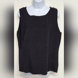 Worthington Woman 2X Black Stretch Knit Pullover Top Sleeveless Business Casual